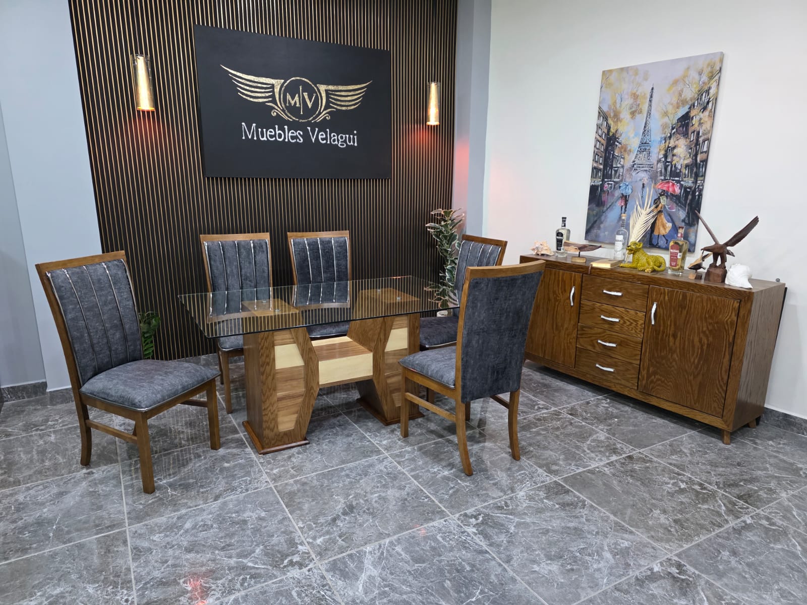 MESA MILAN DE 6, CUBIERTA DE CRISTAL 