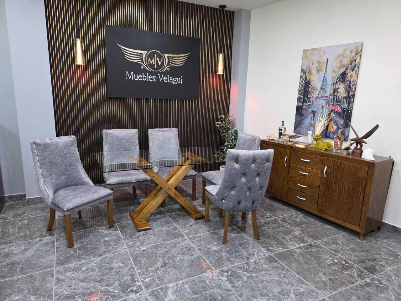 MESA TOKIO DE 6, CUBIERTA DE CRISTAL 