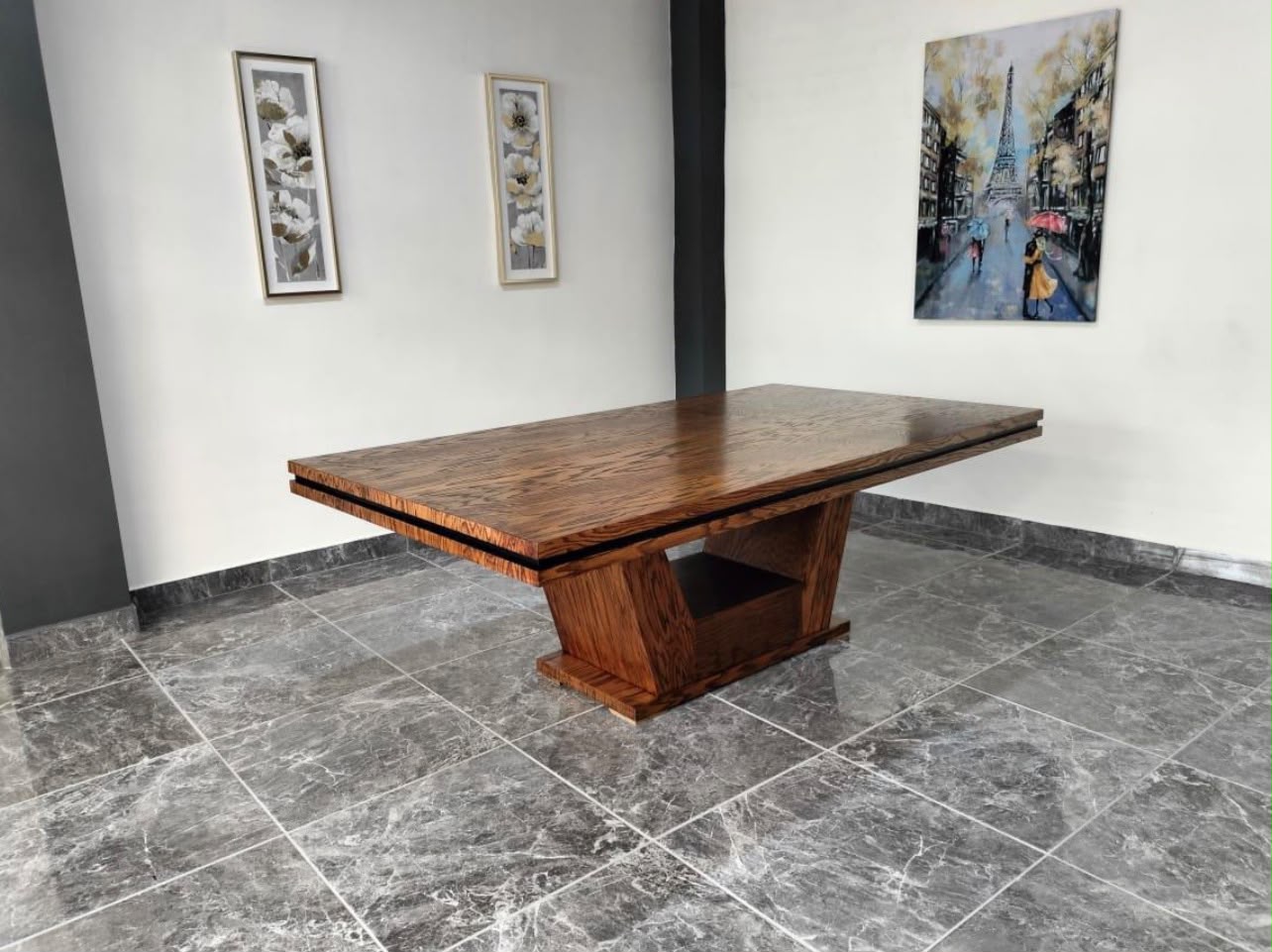 MESA TOLEDO DE 8, CHAPA ENCINO, COLOR NOGAL 