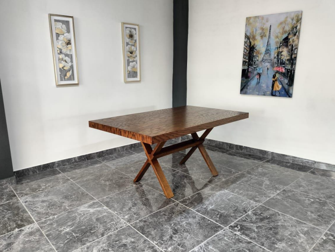 MESA VENECIA DE 6, CHAPA ENCINO, COLOR  NOGAL 