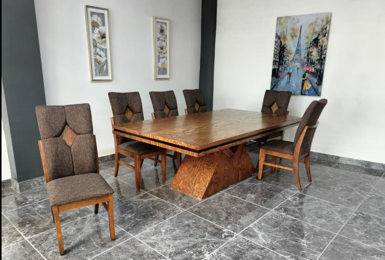 MESA HOLANDA DE 8, CHAPA DE ENCINO, COLOR NOGAL 