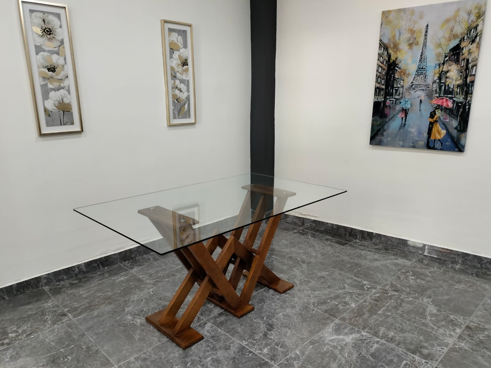 MESA DUBAI DE 6, CUBIERTA DE CRISTAL 