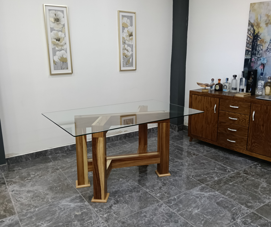 MESA MARCELLA DE 6, CUBIERTA DE CRISTAL