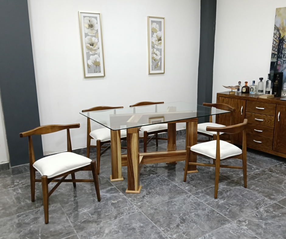 MESA MARCELLA DE 6, CUBIERTA DE CRISTAL