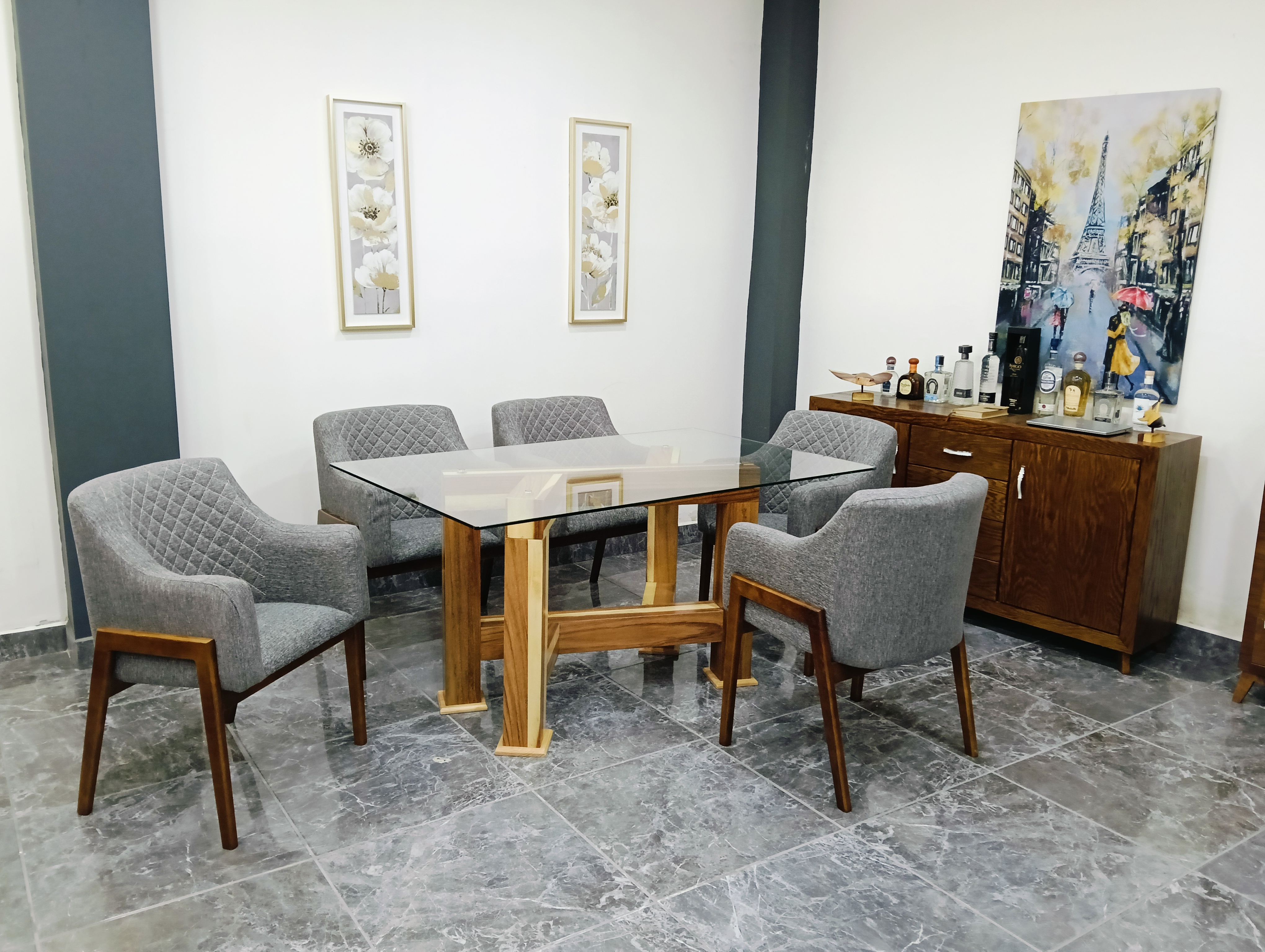 MESA MARCELLA DE 6, CUBIERTA DE CRISTAL