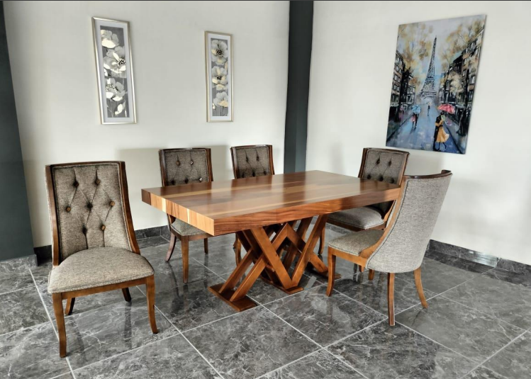 MESA VELAGUI DE 6, CHAPA DE PAROTA SALVAJE 