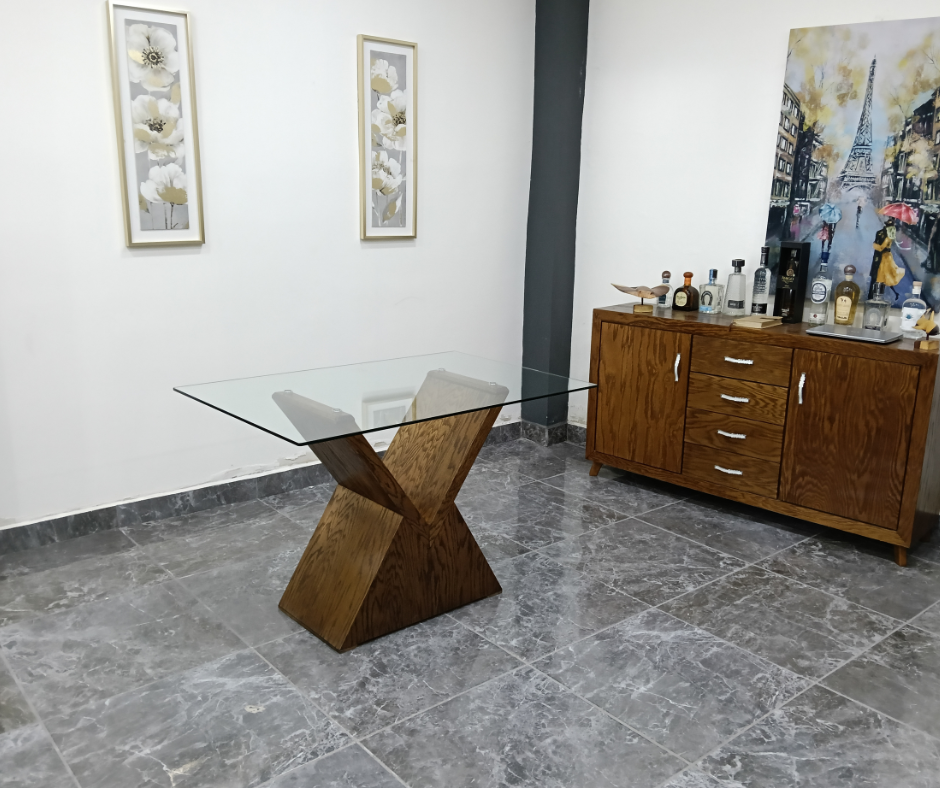 MESA VITARA DE 4, CUBIERTA DE CRISTAL 
